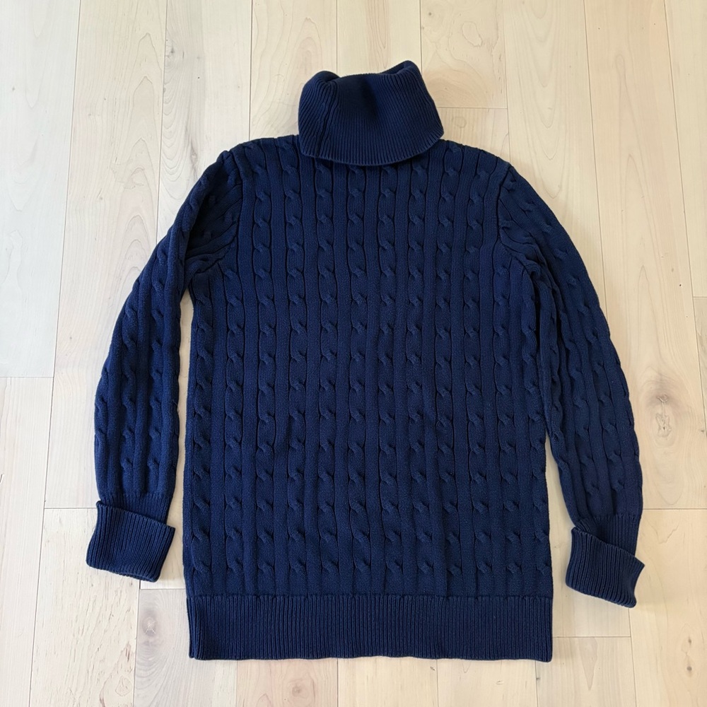 Ralph Lauren Cable Knit Sweater Navy Blue size Large 100 percent cotton - Picture 2 of 5